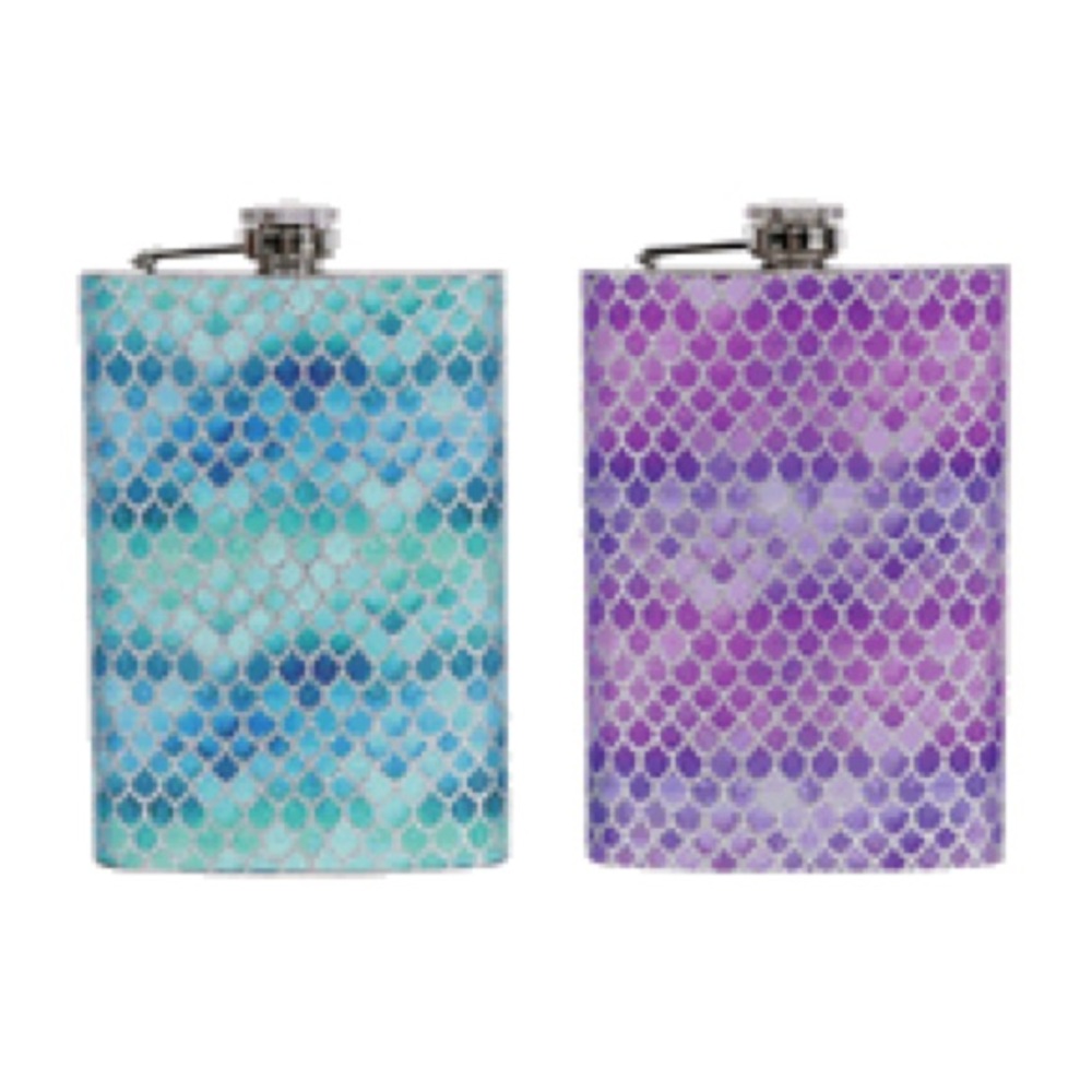 New mermaid scale glitter flask stainless 8 Oz
